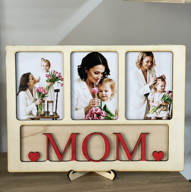 Porta foto in legno con tre piedi, foto 6x12