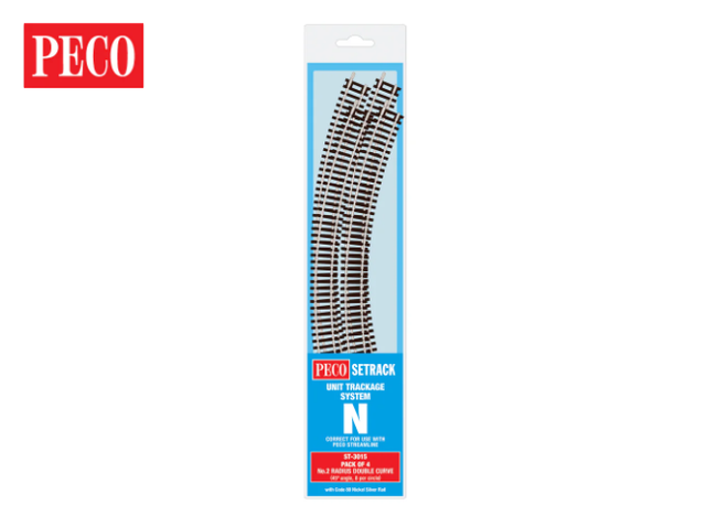 4 rails courbe R2 Peco ST-3015 N