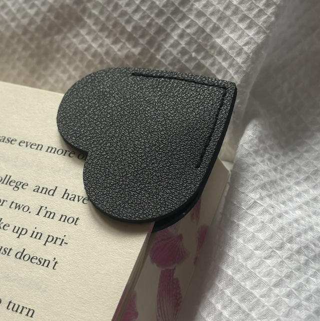 Personalised Leather Heart Bookmark | Black | Engraved