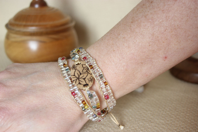 Bracelet bois et perles verres