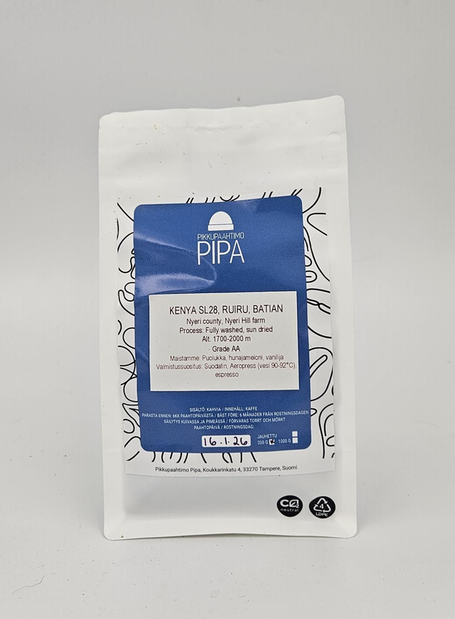 Kenya SL28, Ruiru, Batian - heleä erikoiskahvi