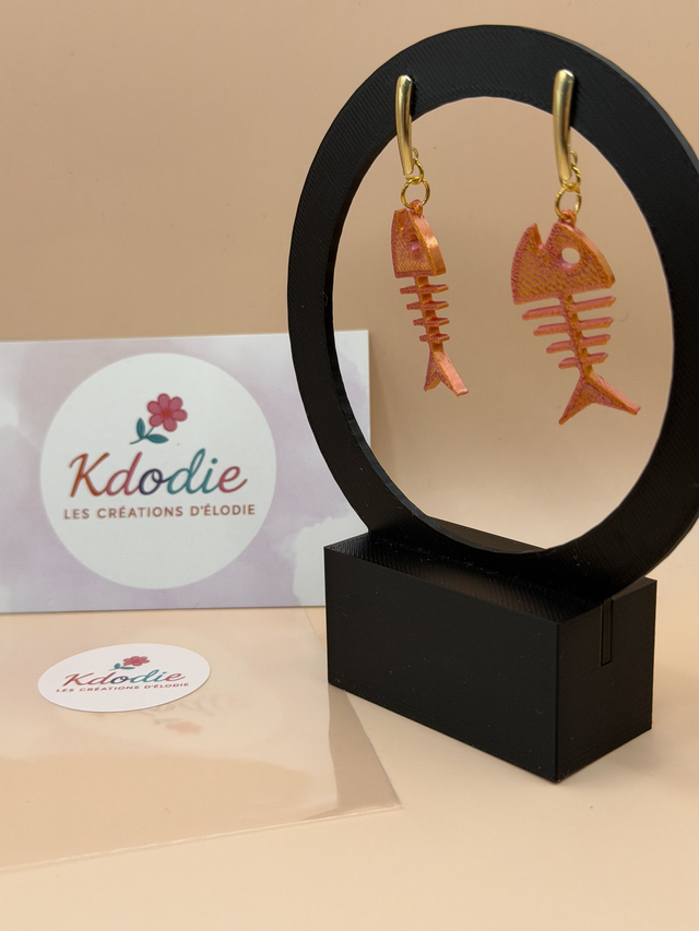 Boucles d'oreilles Poisson - Attaches couleur dorée