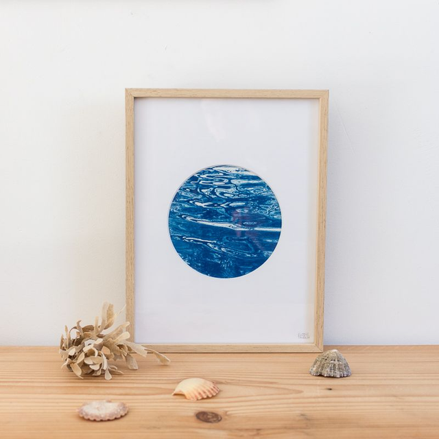 Ondes - Cyanotype encadré - 18x24 cm