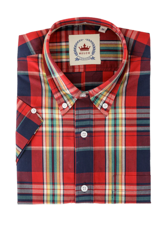 Relco London Men&#039;s Red Check shirt - CK 66 - UP TO 5XL