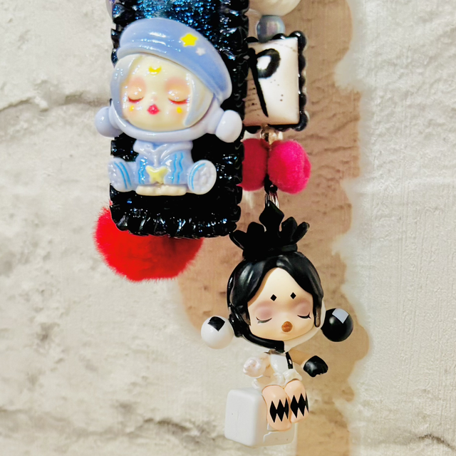 Skull Panda inspired design beaded keychain