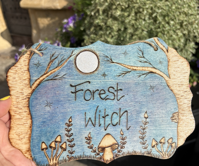 Forest witch hanging sign 