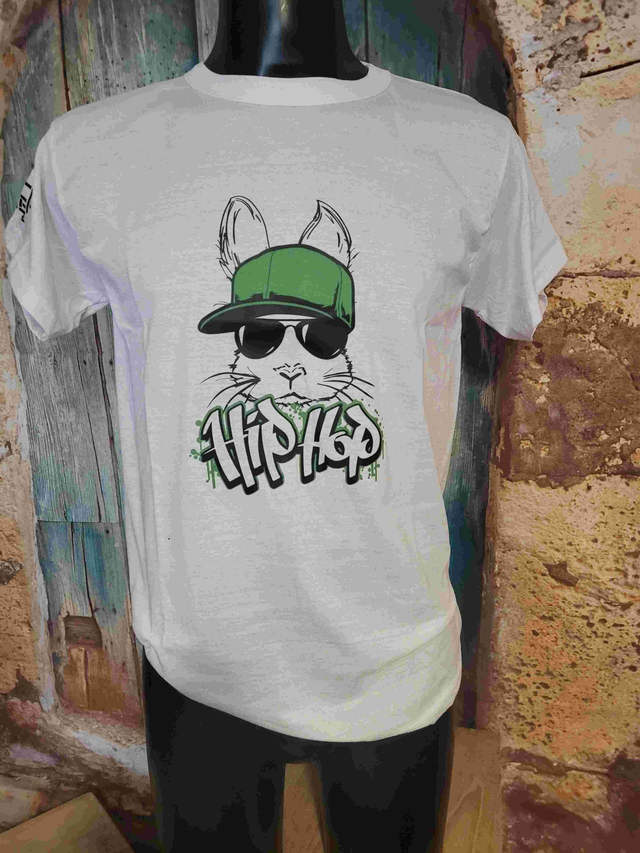T-SHIRT BLANC HOMME HIP HOP (H4)