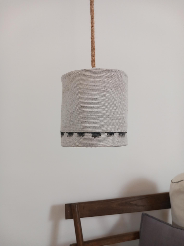 Abat-jour en lin -suspension baladeuse peinte à la main diamètre 15 cm