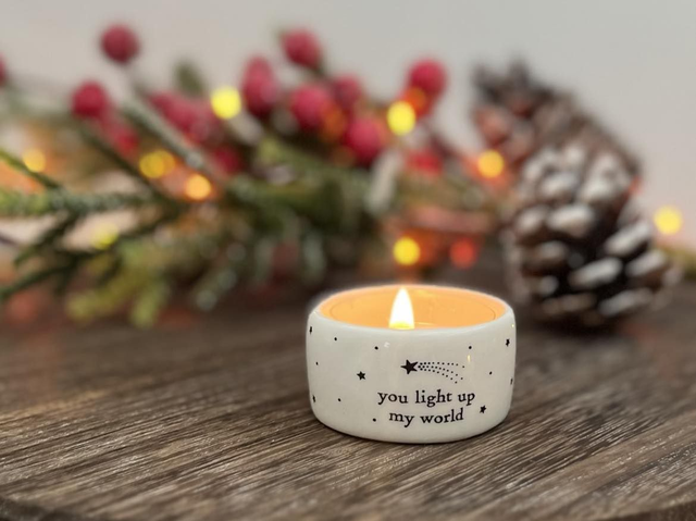 Ceramic Tealight Holder You Light Up My World