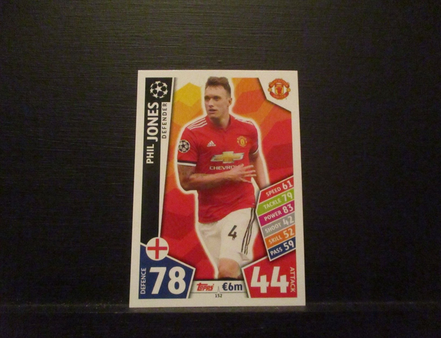 Phil Jones - UEFA Champions League Match Attax 2017/18 Original Trading Card #152