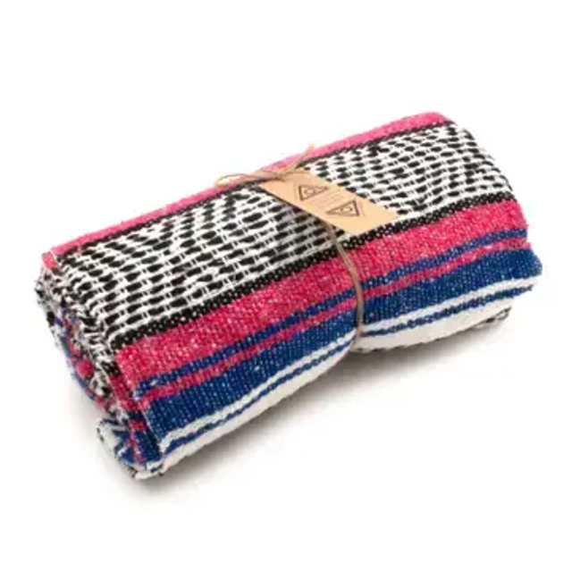 Mexican Falsa Blanket - Blue Pink