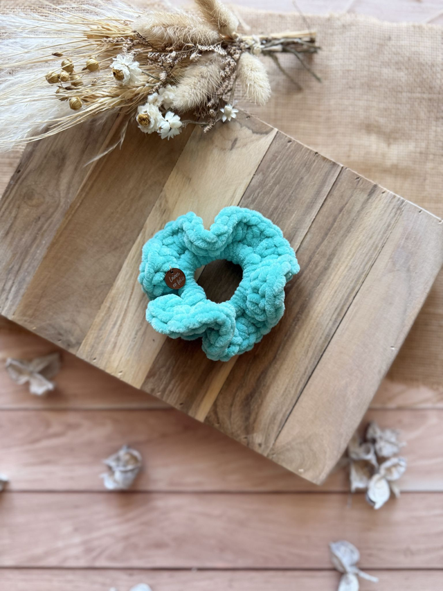 Chouchou tout doux turquoise 