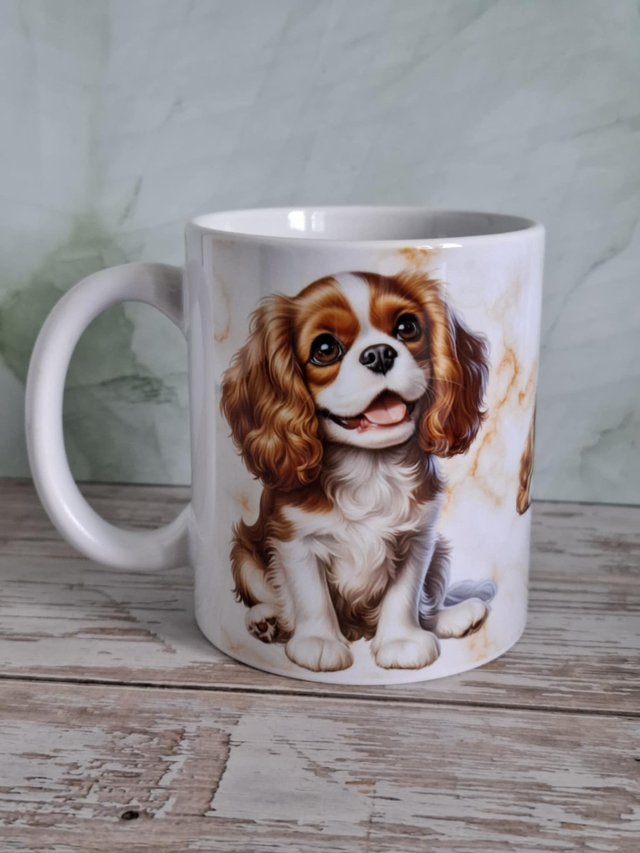 Mug blanc marbré orange cavalier KC