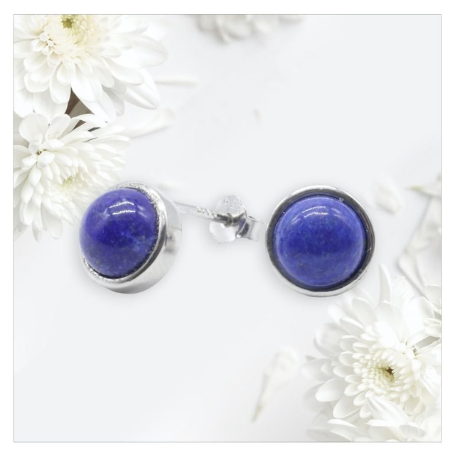 "Lapis lazuli" - Boucles d'oreilles argent 925 ronde