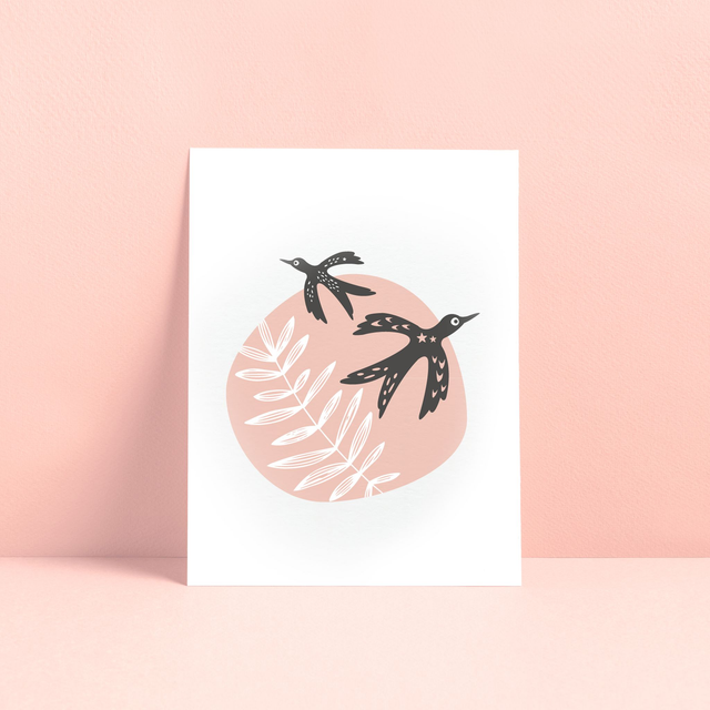 AFFICHE MINI ENVOLÉE ROSE