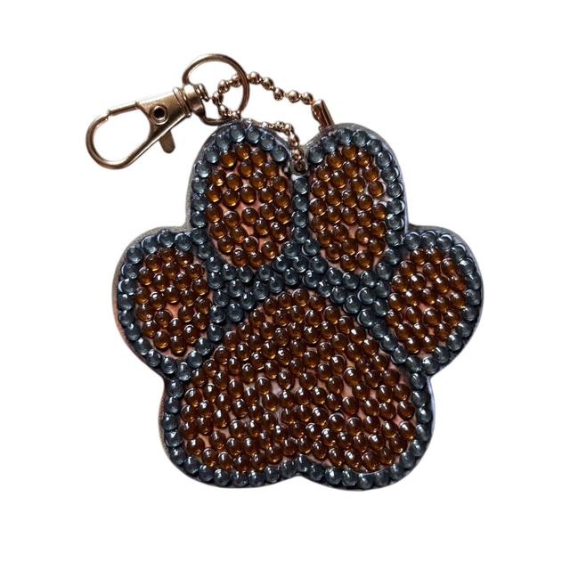 Grey/Brown Paw Print Keyring