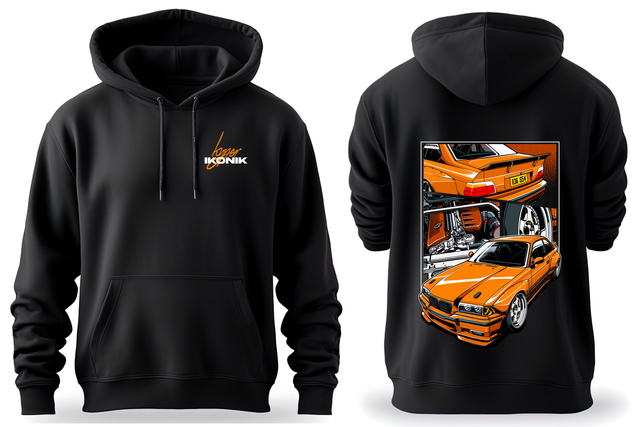 Premium Black Hoodie | BMW E36 - Orange