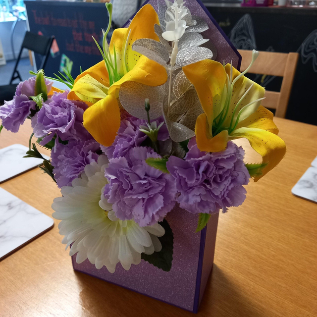 Envelope Flower Box with Artificial Flowers  Gift 