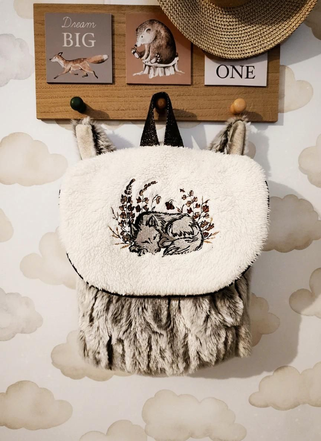 Cartable maternelle loup gris