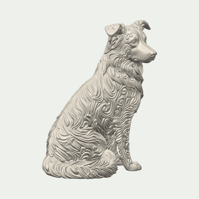 Sitting Border Collie Statue