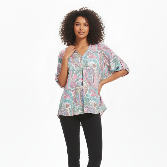 Blouse Fluide à Motif Paisley