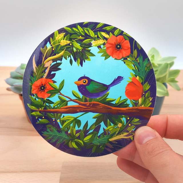 Sticker Oiseau Brillant 10 cm