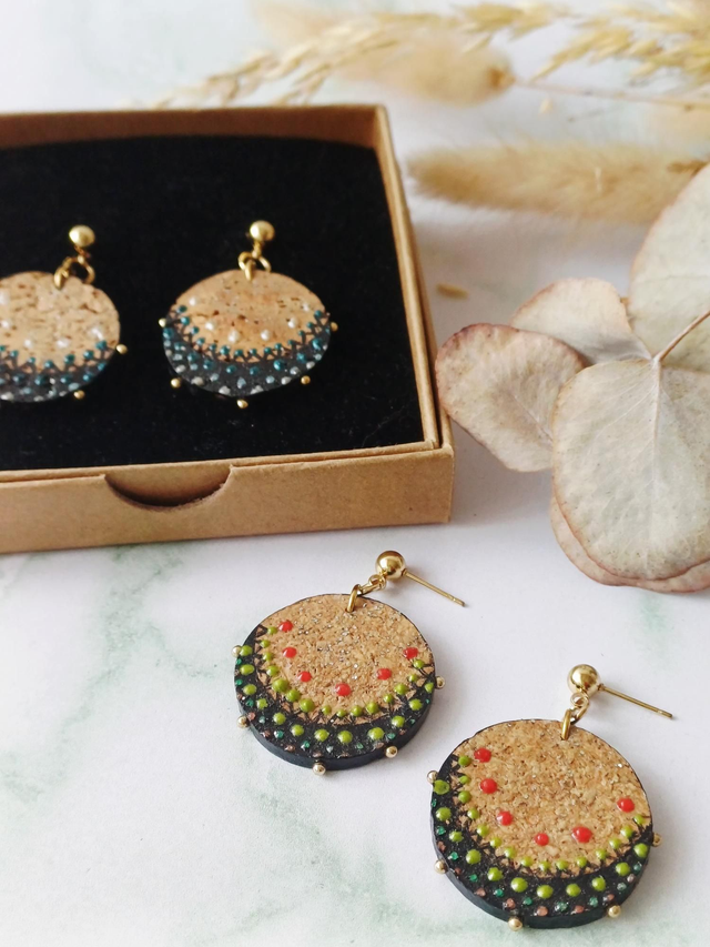 " Lune " Boucles d'oreilles liège 