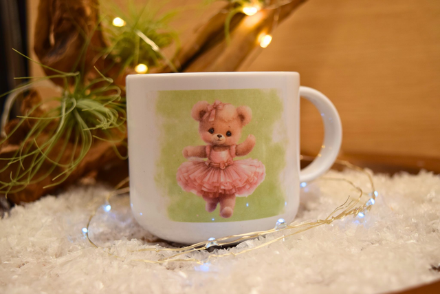 Child-Friendly Mug – Ballerina Bears in Pink Tutus (6oz, Shatterproof Polymer)