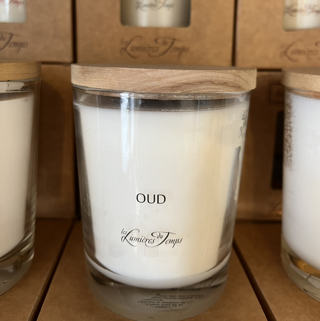 Bougie parfumée artisanale 180gr – Cires végétales &amp; Parfums de Grasse | Oud