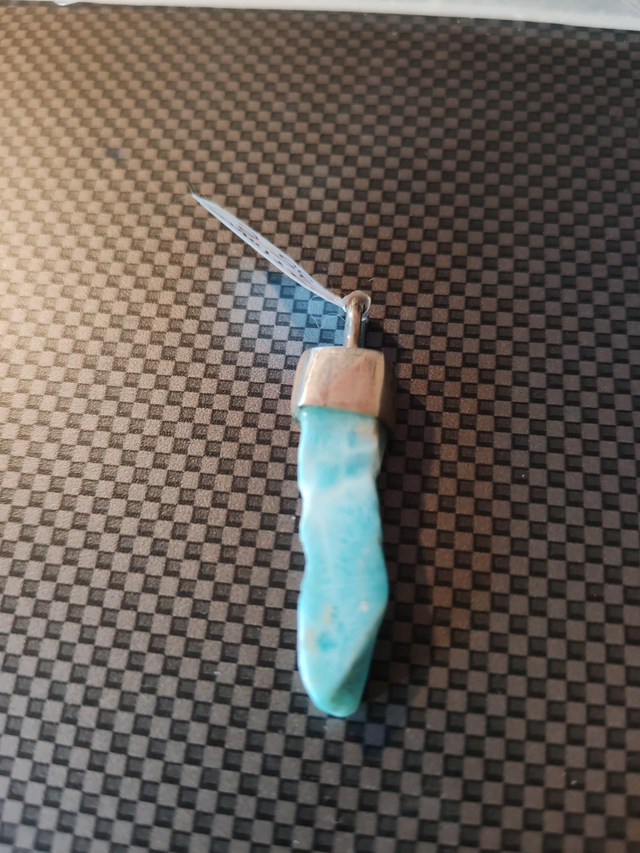 Larimar deux faces polies sur argent 950