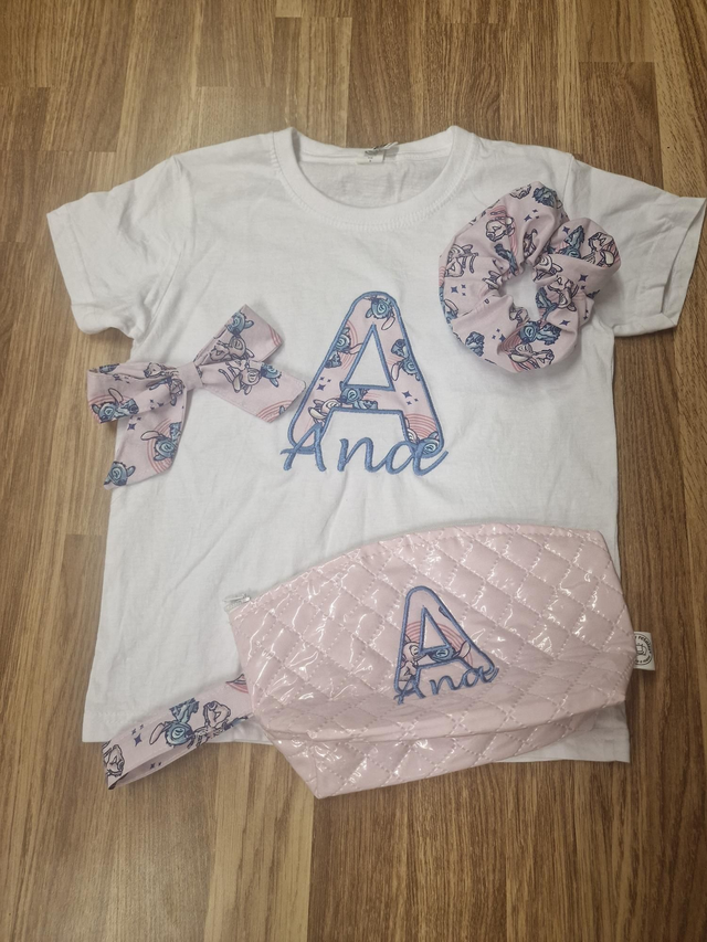 Camiseta con Inicial y nombre(tela stich)