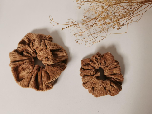 Chouchou velour camel