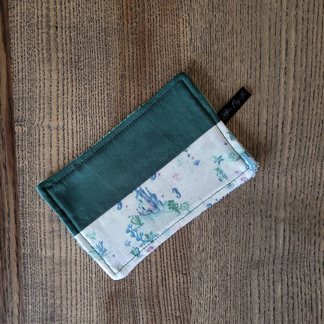 Coton lavable rectangle : Atlantide, vert, bleu