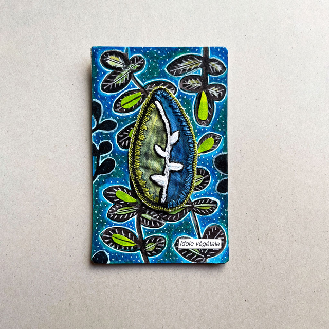 Illustration peinte et brodée à motif végétal