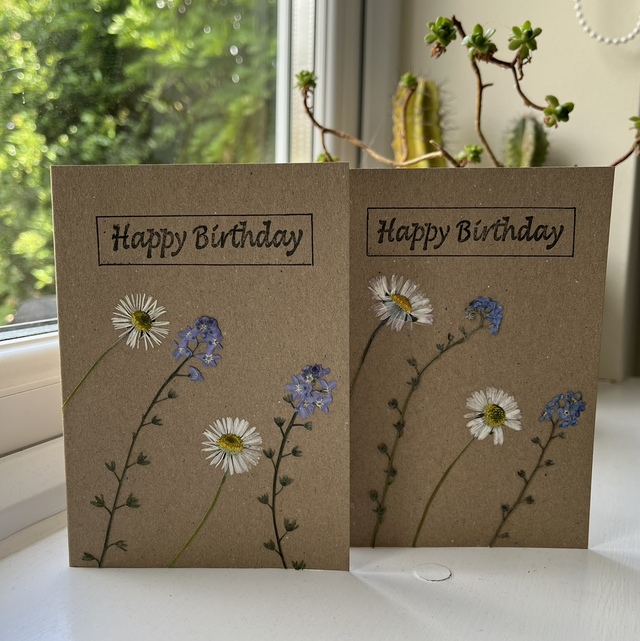Happy Birthday - Daisy and Forget-me-not card