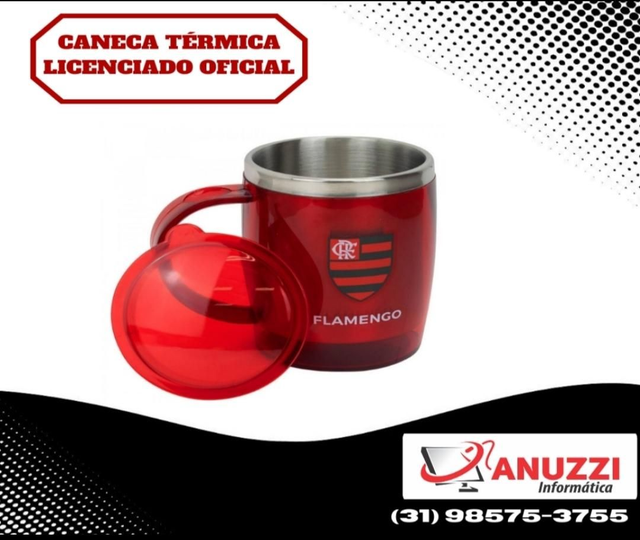 930 - Caneca Térmica Com Tampa 450ml - Flamengo