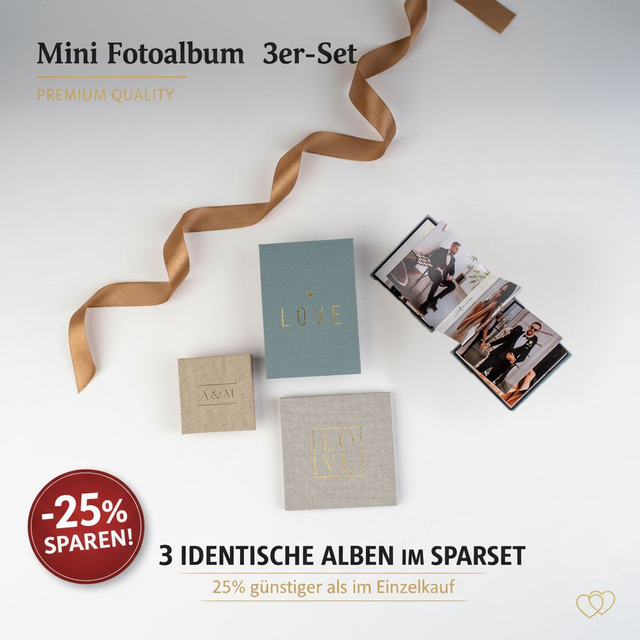 Mini Fotoalbum 3er-Set 