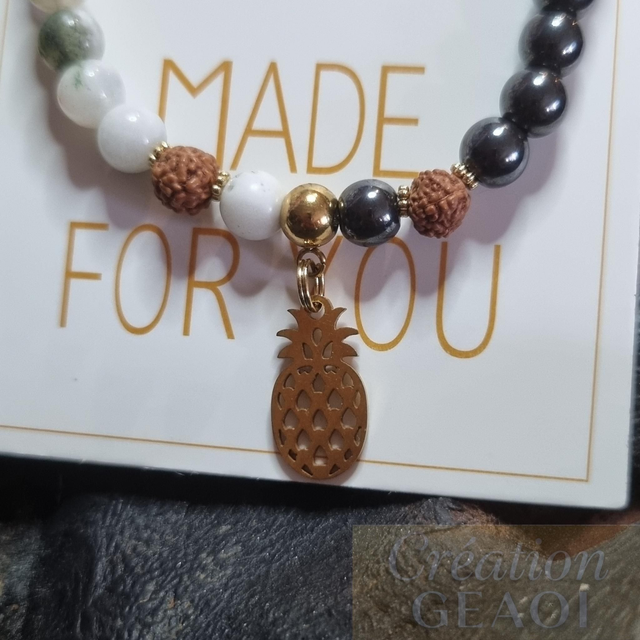 Agate arbre, rudraskha, aventurine verte et hématite non Magnétique