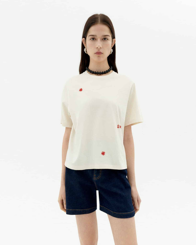 THINKING MU SOLSOL WHITE LUCIA TEE