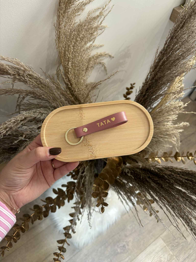 Porte-Clé Cuir Tata Rose