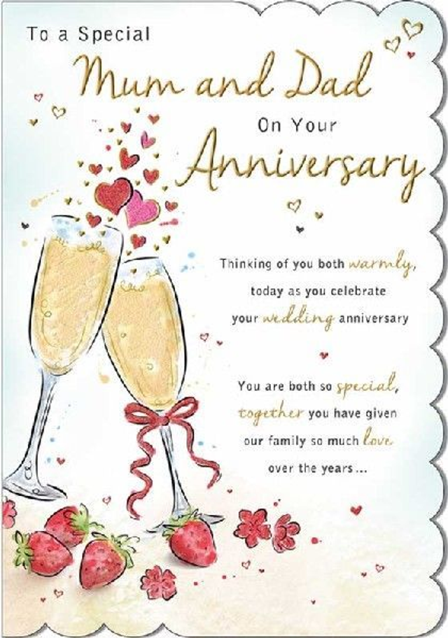 Anniversary Mum and Dad Card Lovely Verse 6"x9"