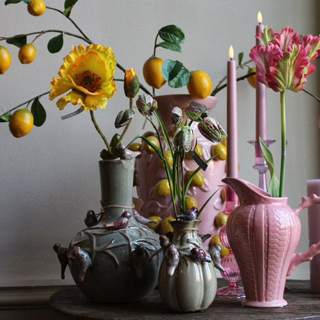 Bird Vase Moss Green Tube L