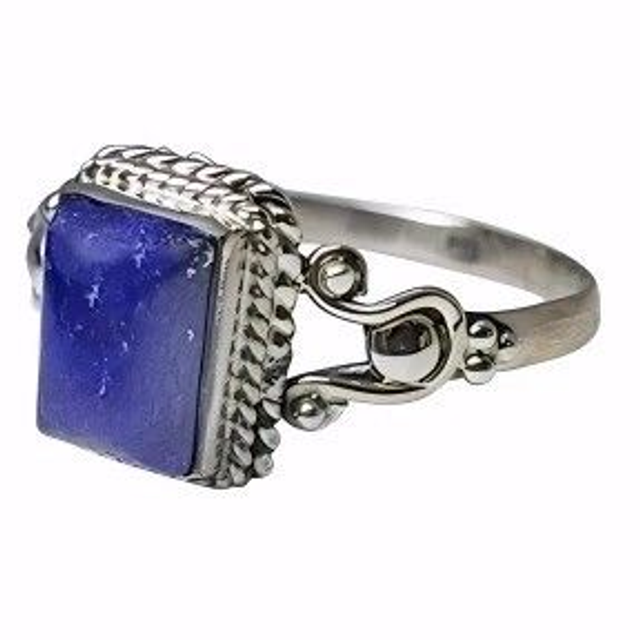 Bague en Argent 925 avec Lapis Lazuli, Rectangulaire - Taille 58