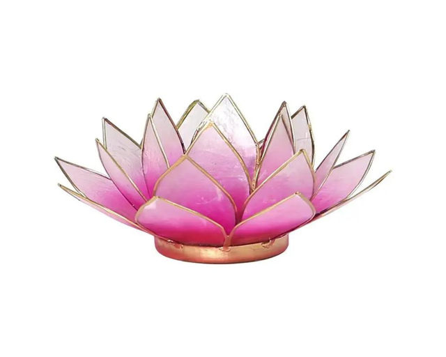 Bougeoir lotus rose bords dorés