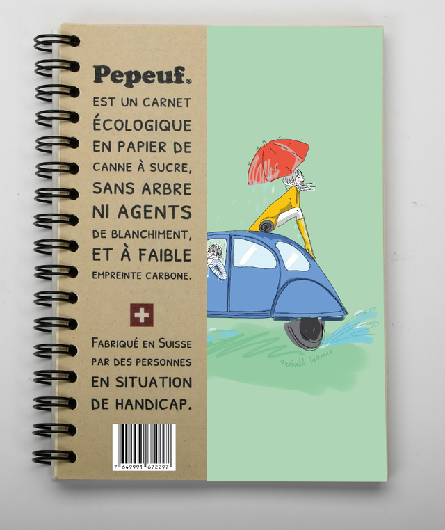 Carnet A6 de la marque Pepeuf portant une illustration faite par Moiselle Isaure appelée "Deux chevaux"