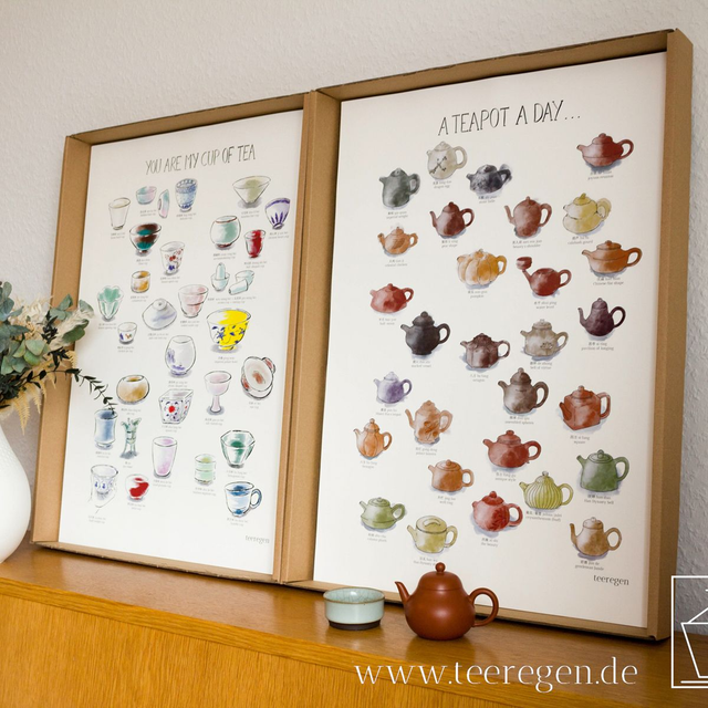 Set of 2 Posters - Tea Culture on Postcards