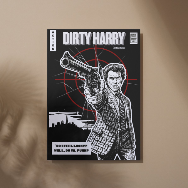 Dirty Harry/Clint Eastwood Retro Comic Cover Design