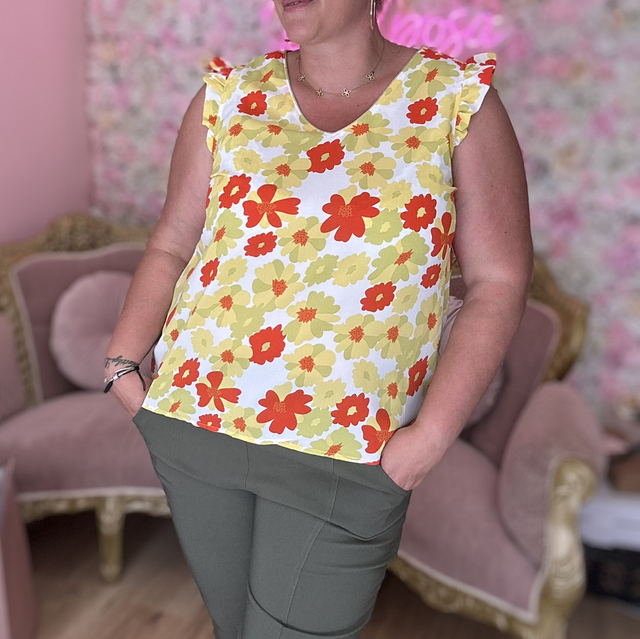 1655- Haut sans manches fleurie
