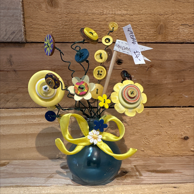 Blue &amp; Yellow Button Vase 