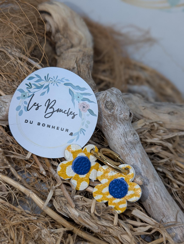Creoles marguerite jaune bleu